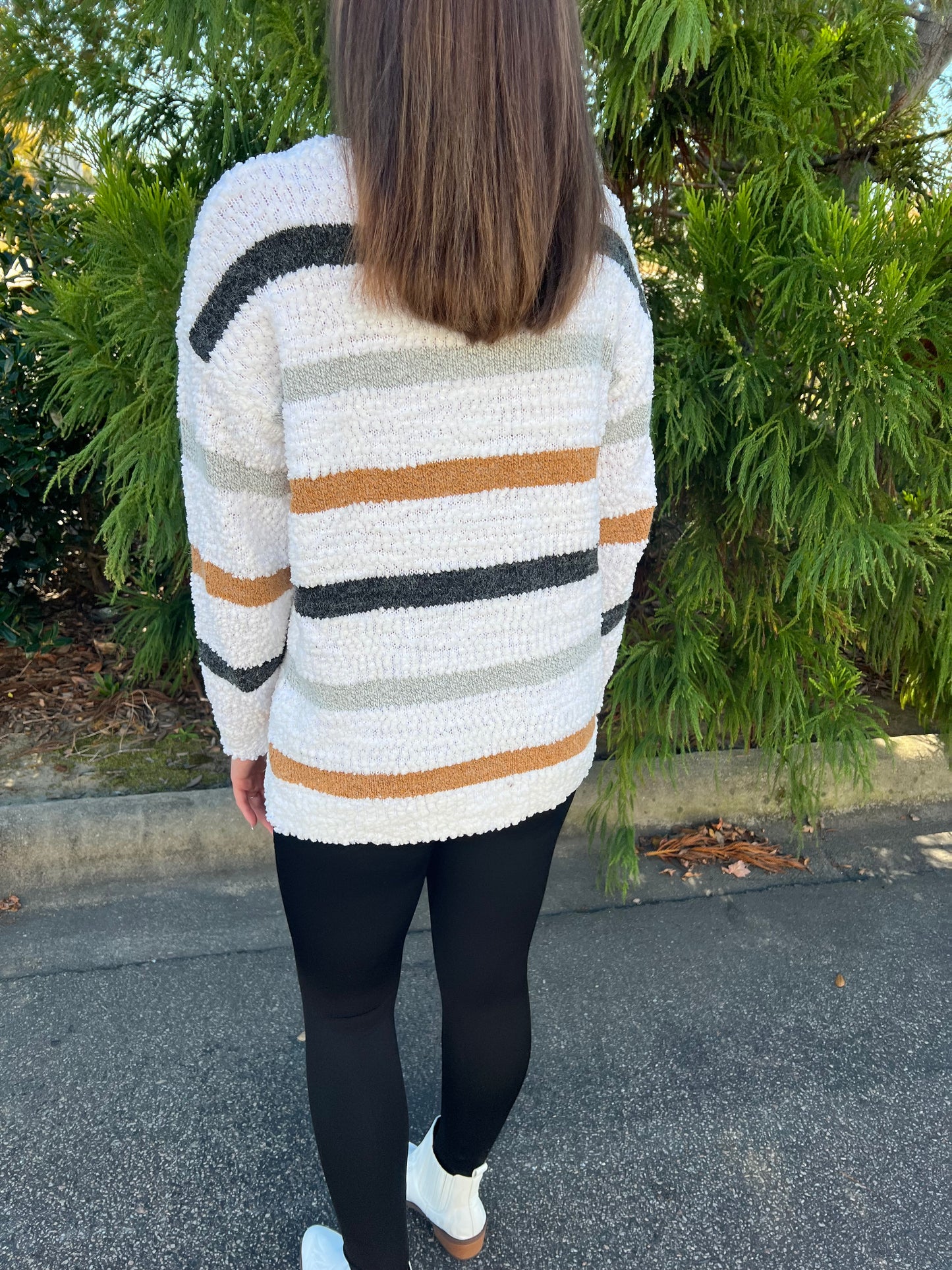 Fuzzy striped sweater