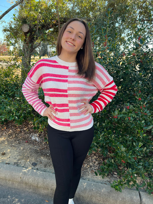 Pink striped sweater