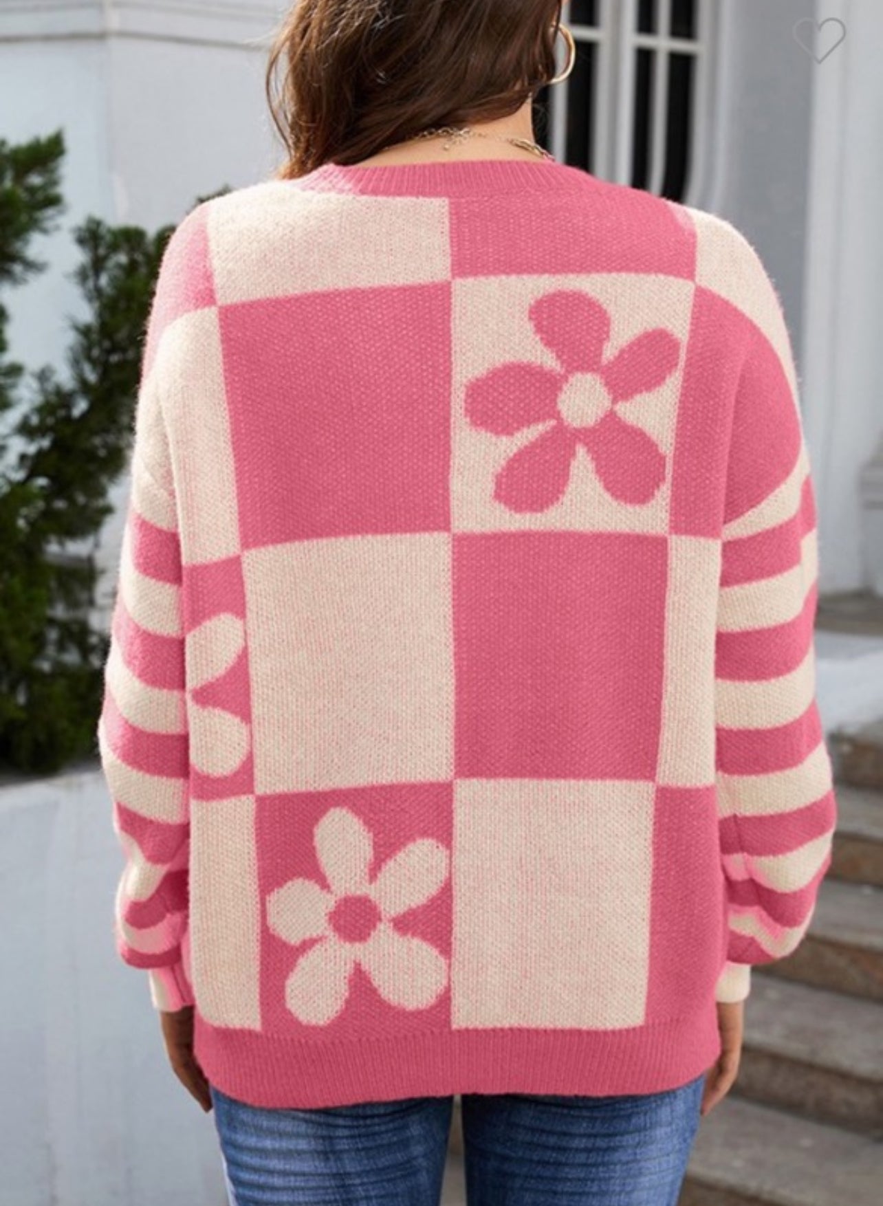 Pink flower sweater