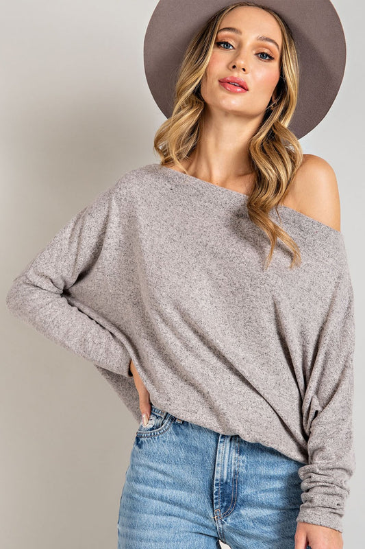 LONG SLEEVE OFF SHOULDER TUNIC TOP